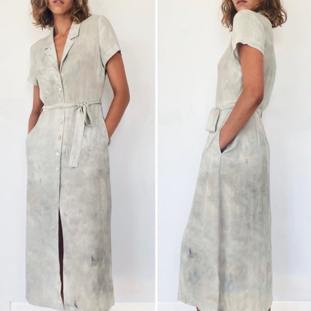 Aritzia Wilfred Shirt Dress in Gray/Greige Marble Size Small. Like new